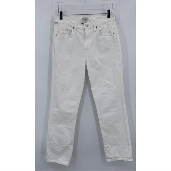 COH Daphne high rise stovepipe cream white straight leg denim jeans women 28 - Picture 2 of 7